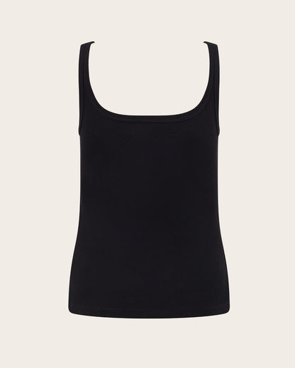 Camiseta de tirantes acanalada para mujer - Negra