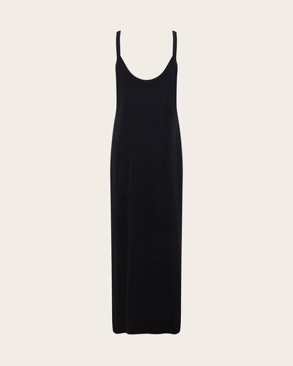Vestido lencero con escote en V - Negro