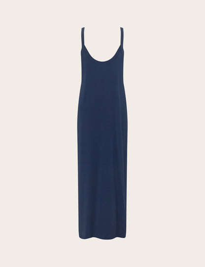 Vestido lencero con escote en V - Azul marino