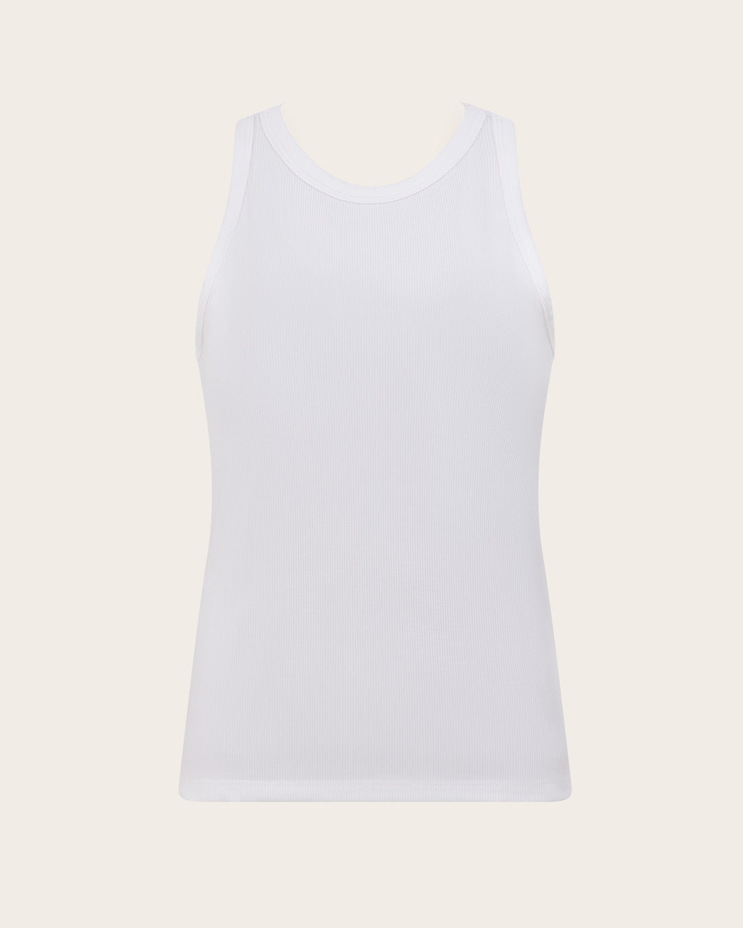 Camiseta sin mangas acanalada con espalda deportiva para mujer - Blanca
