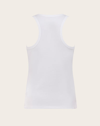 Camiseta sin mangas acanalada con espalda deportiva para mujer - Blanca
