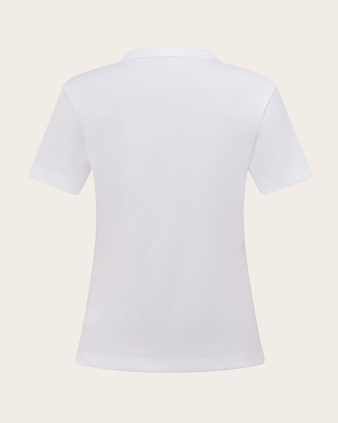 Camiseta de cuello redondo acanalada para mujer - Blanca