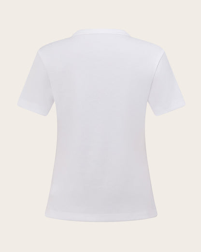 Camiseta de cuello redondo acanalada para mujer - Blanca