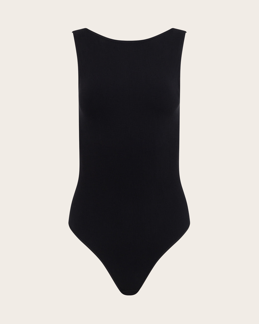 Body de canalé con escote barco - Negro