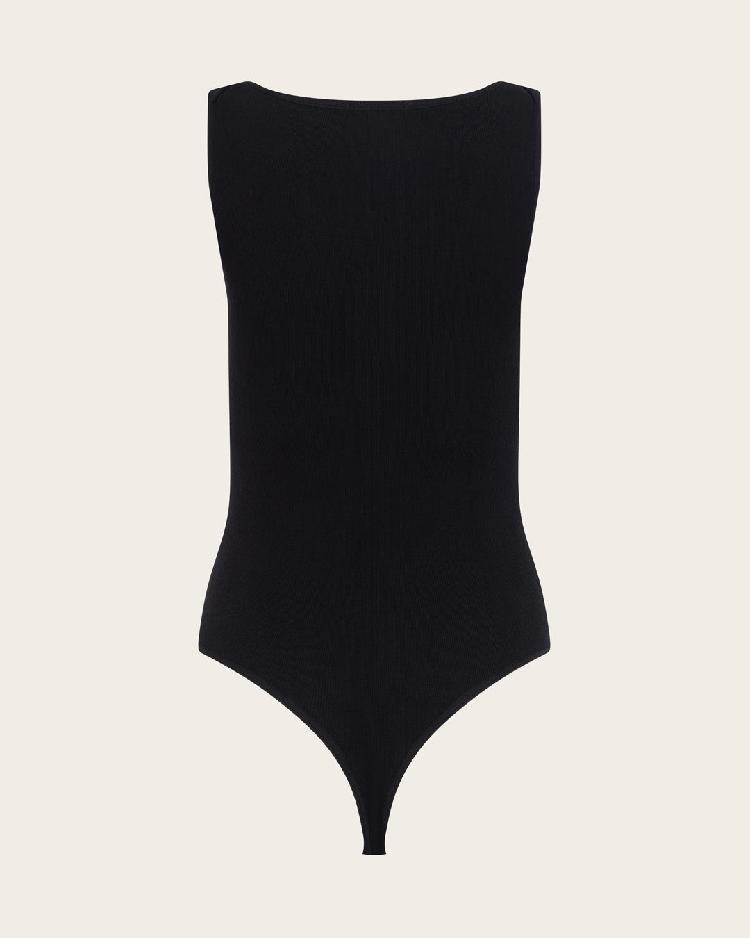 Body de canalé con escote barco - Negro