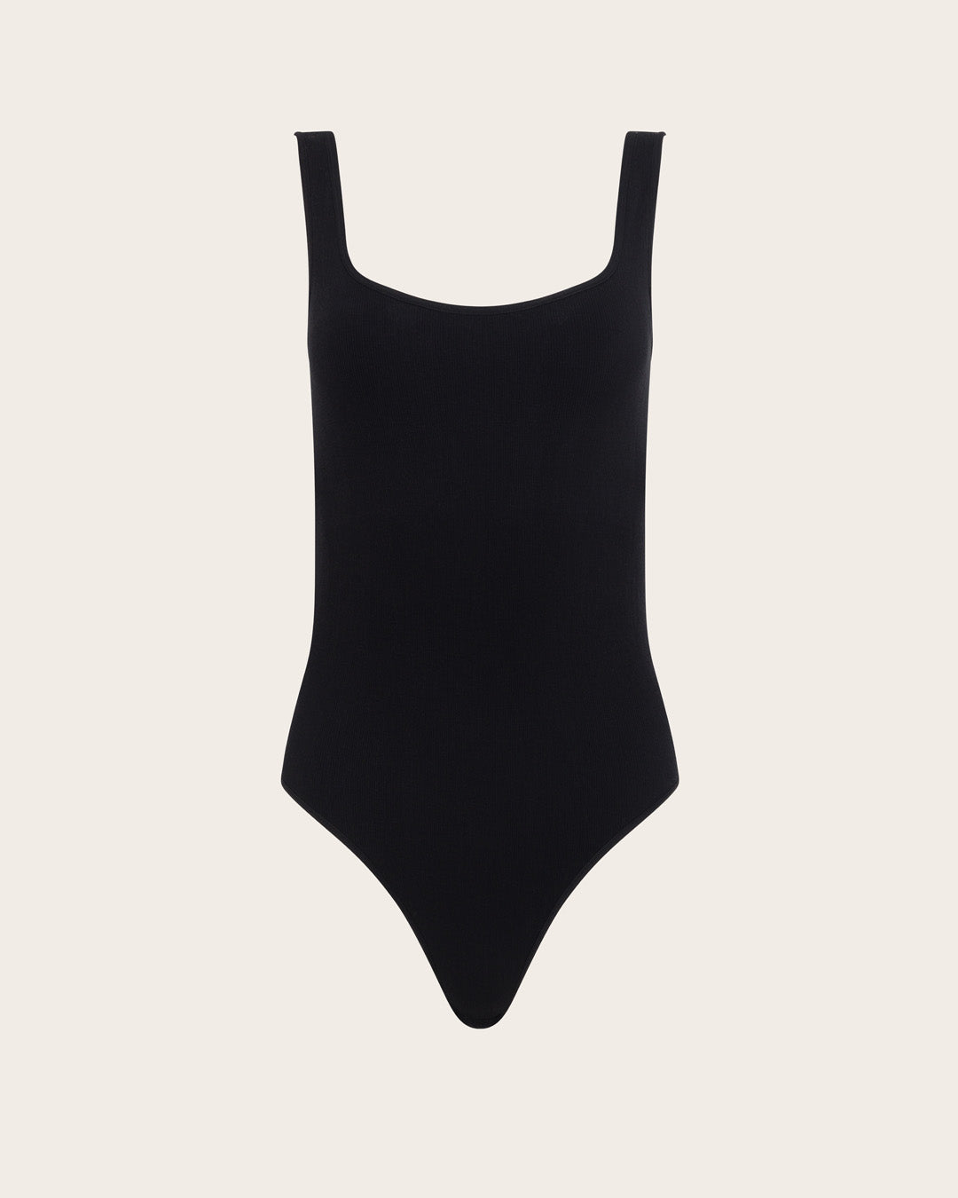 Body negro de canalé con escote cuadrado