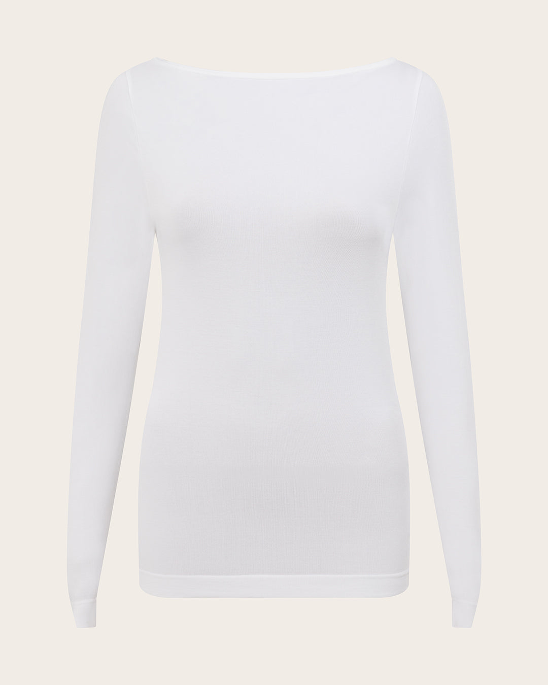 Top de manga larga con cuello barco para usar como capa base - Blanco