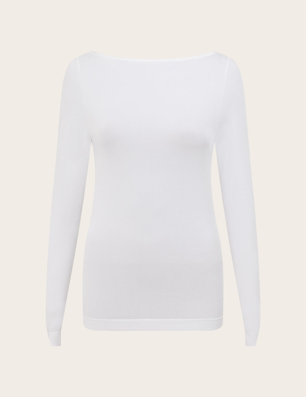 Top de manga larga con cuello barco para usar como capa base - Blanco