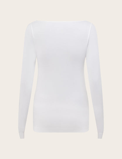 Top de manga larga con cuello barco para usar como capa base - Blanco