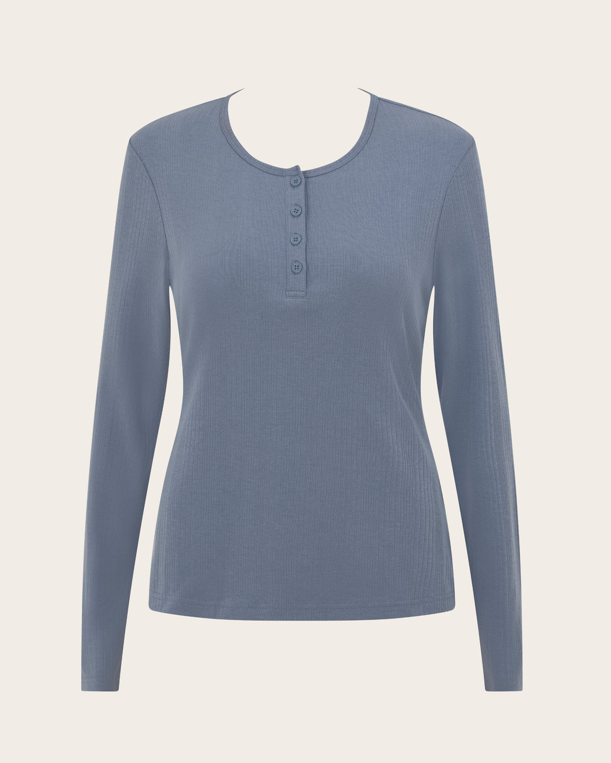Camiseta Henley de Manga Larga - Azul Acero