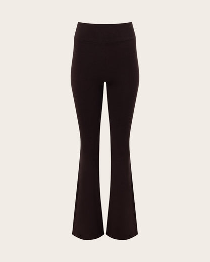 Pantalones acampanados de cintura alta - Corte regular - Algarroba
