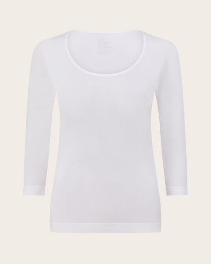 Camiseta de capa base de manga 3/4 - Blanca