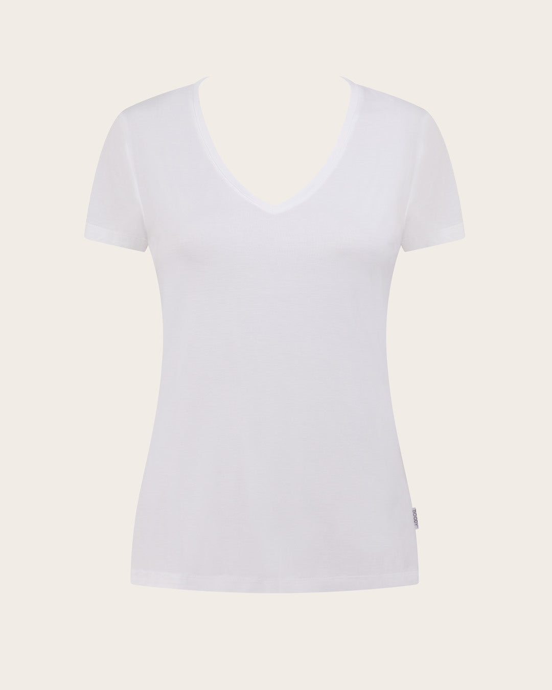 Camiseta de primera capa para mujer con cuello en V - Blanca
