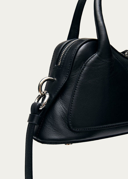 Bolso mini de cuero negro Hilma