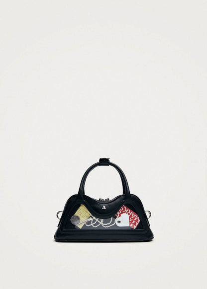 Bolso mini Hilma de vinilo y cuero negro