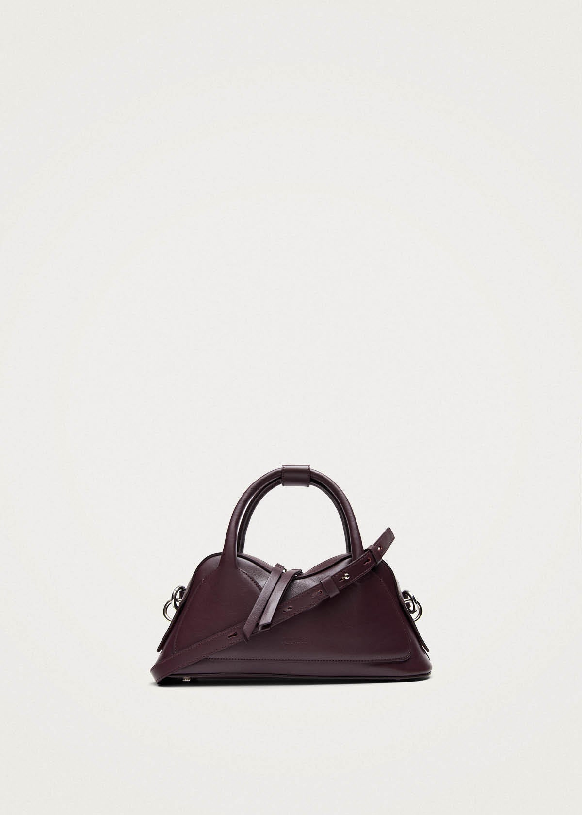 Bolso Hilma Mini de cuero vinílico color burdeos