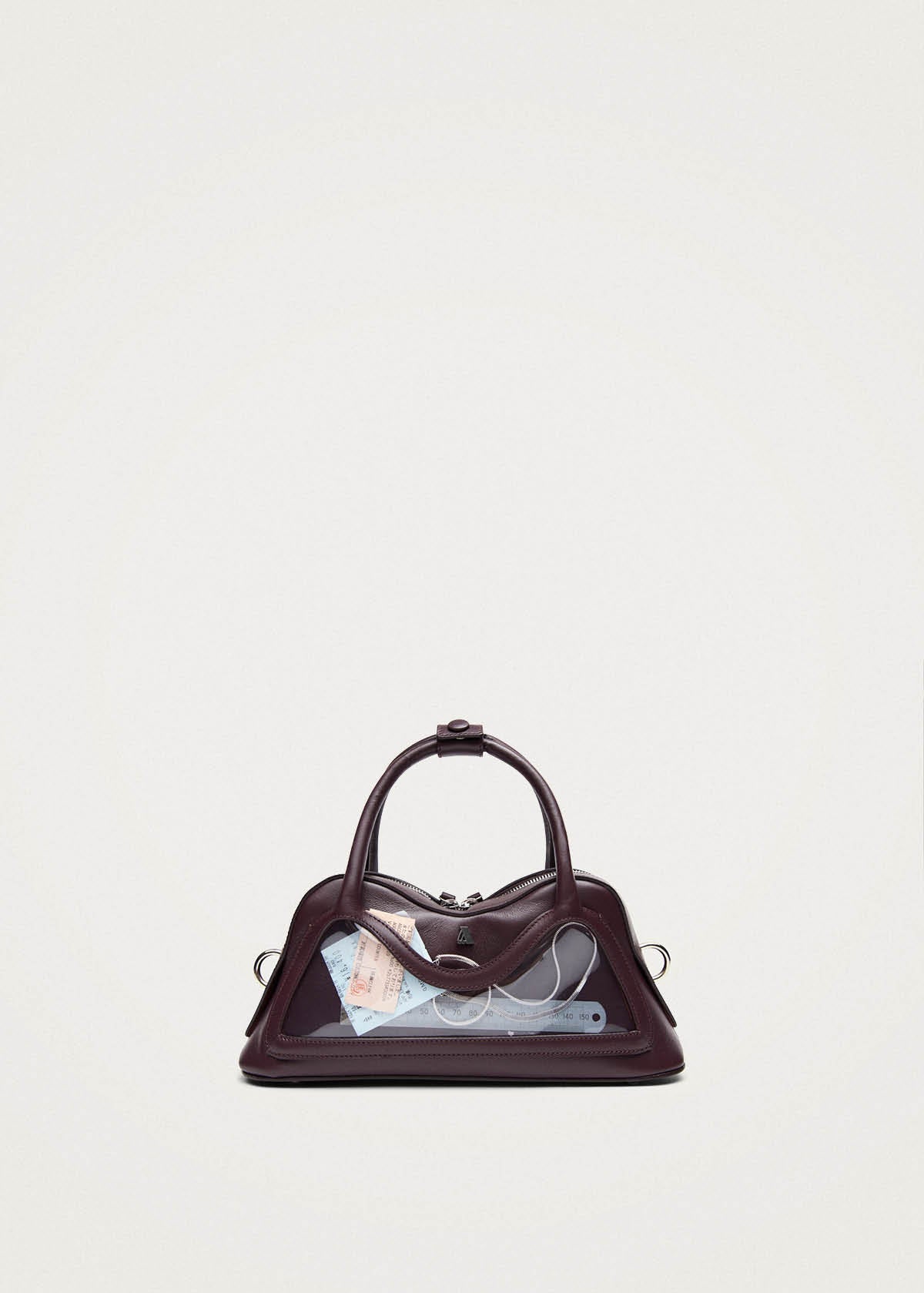 Bolso Hilma Mini de cuero vinílico color burdeos