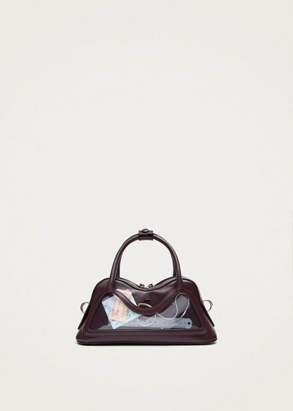 Bolso Hilma Mini de cuero vinílico color burdeos