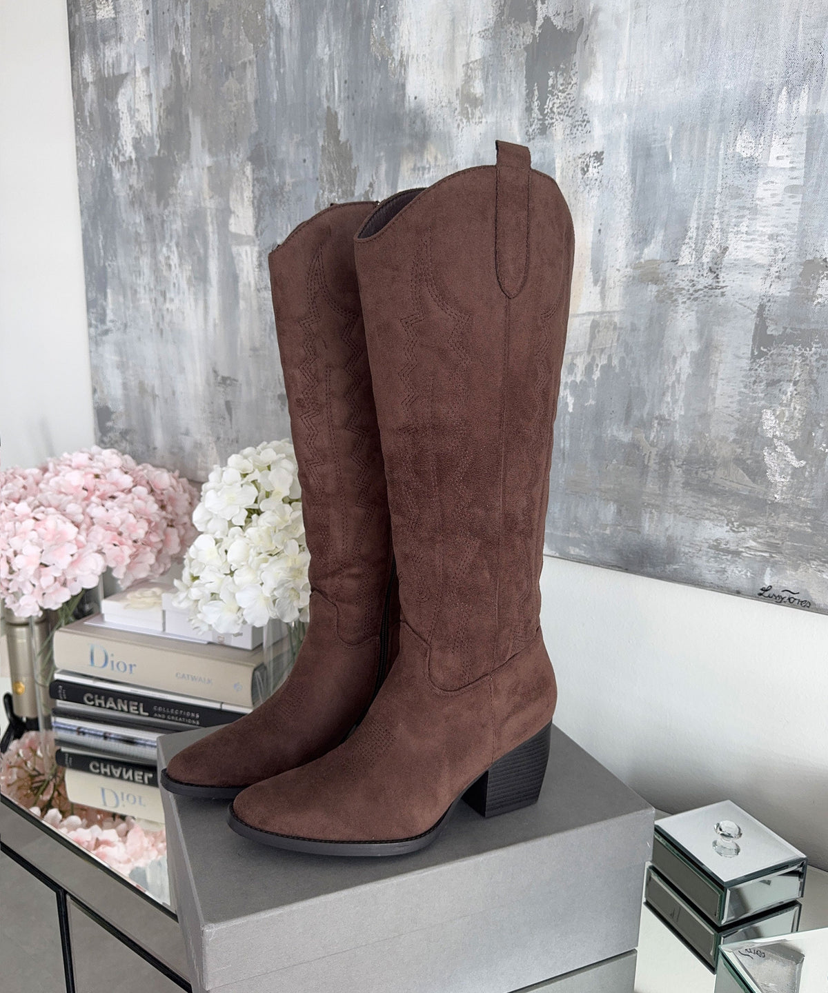 Botas cowboy Selenay altas de color marrón oscuro