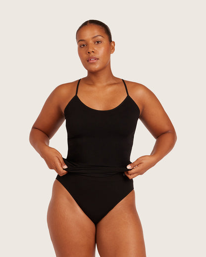 Top de tirantes de capa base - Negro