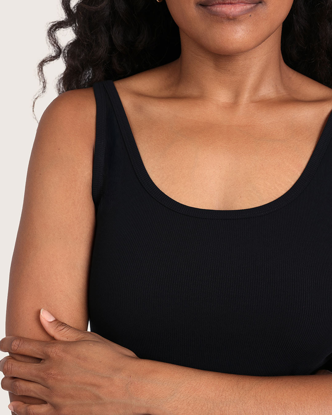Camiseta de tirantes acanalada para mujer - Negra