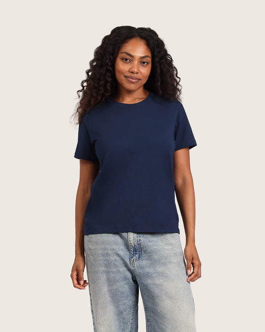 Camiseta clásica de cuello redondo para mujer - Azul marino