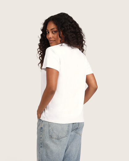 Camiseta clásica de cuello redondo para mujer - Blanca