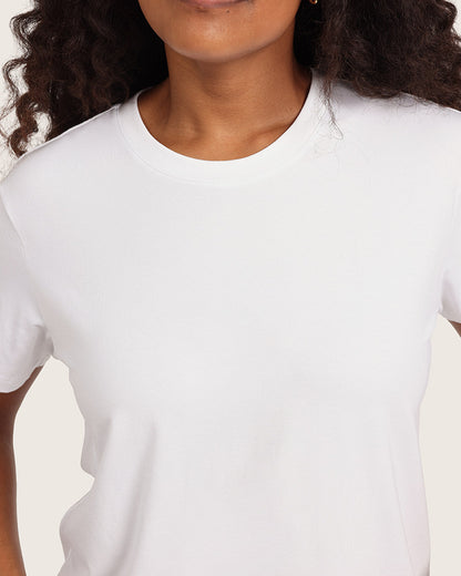 Camiseta clásica de cuello redondo para mujer - Blanca