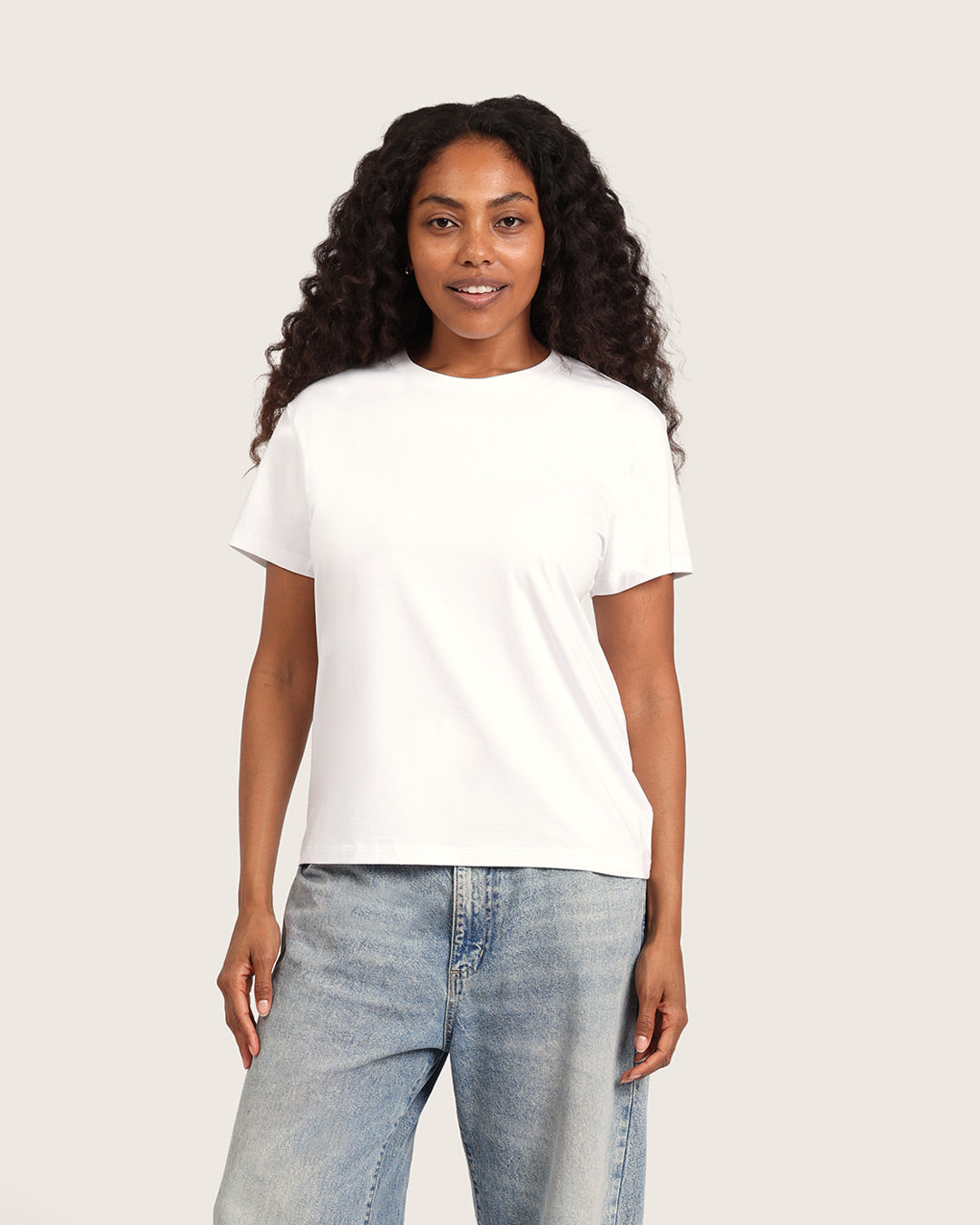 Camiseta clásica de cuello redondo para mujer - Blanca