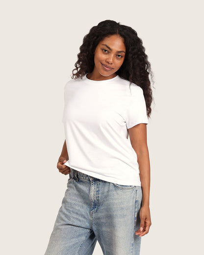 Camiseta clásica de cuello redondo para mujer - Blanca