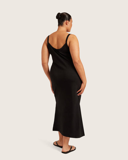 Vestido lencero con escote en V - Negro