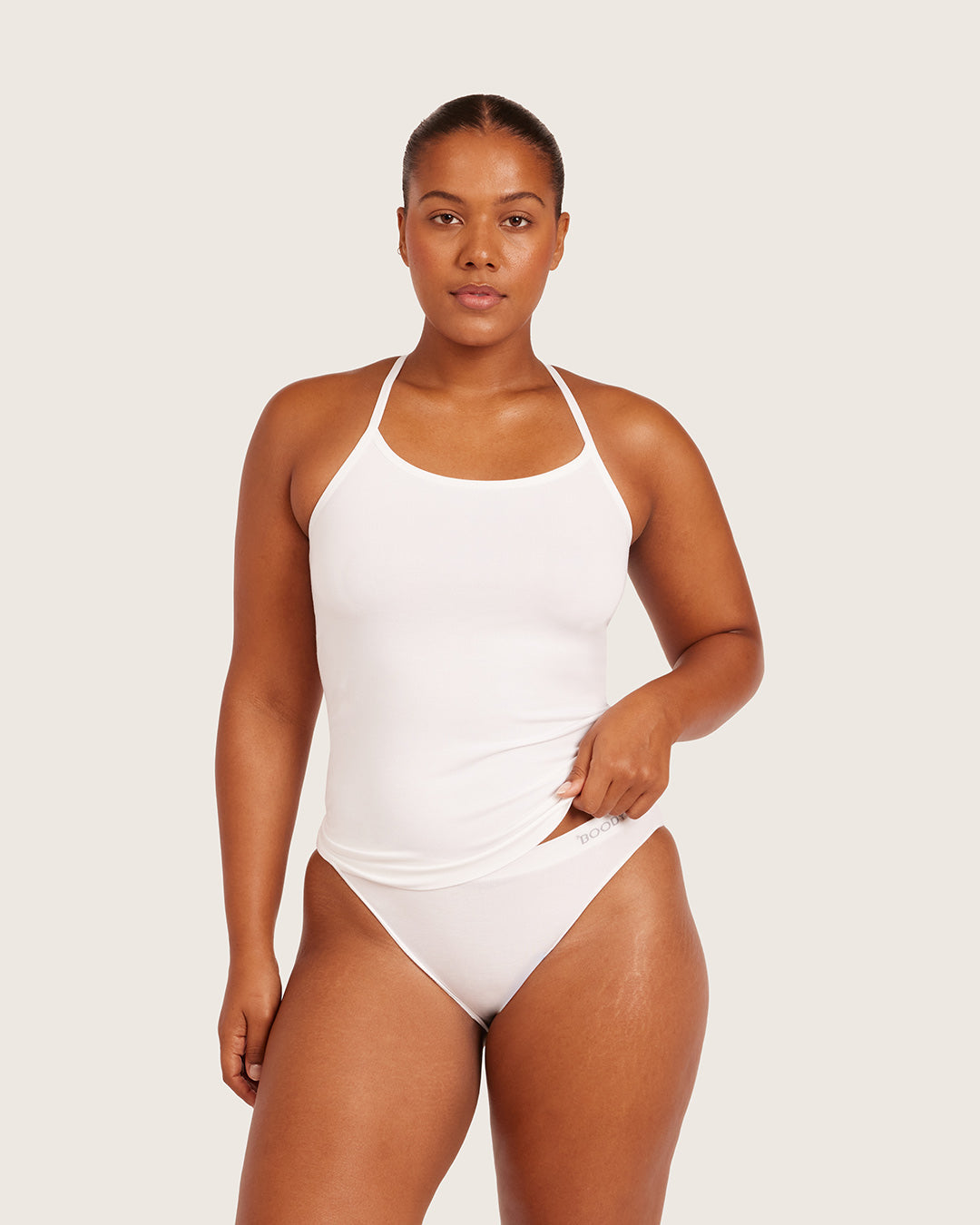 Camiseta de tirantes de capa base con espalda nadadora - Blanco