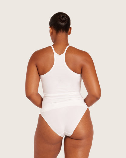 Camiseta de tirantes de capa base con espalda nadadora - Blanco