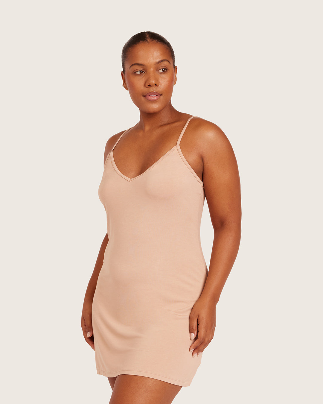 Camisola de capa base con escote en V - Almendra