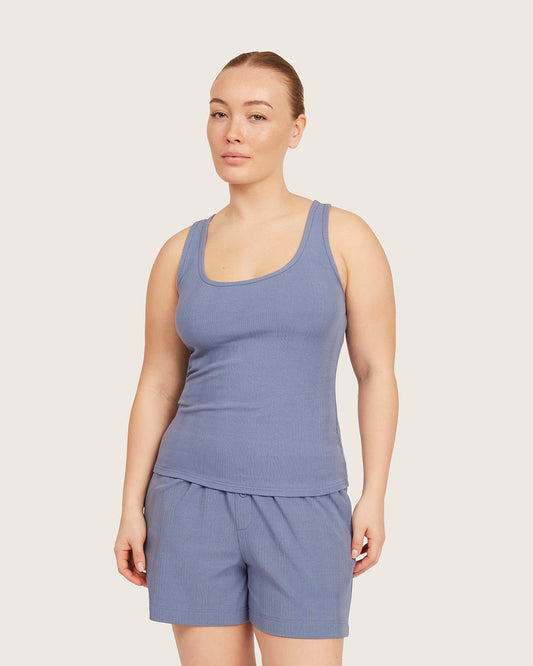 Camiseta sin mangas para estar en casa - Azul acero