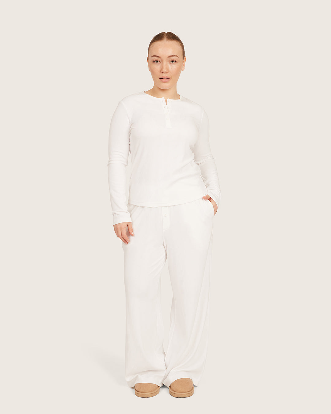 Pantalones de estar por casa - Blanco tiza