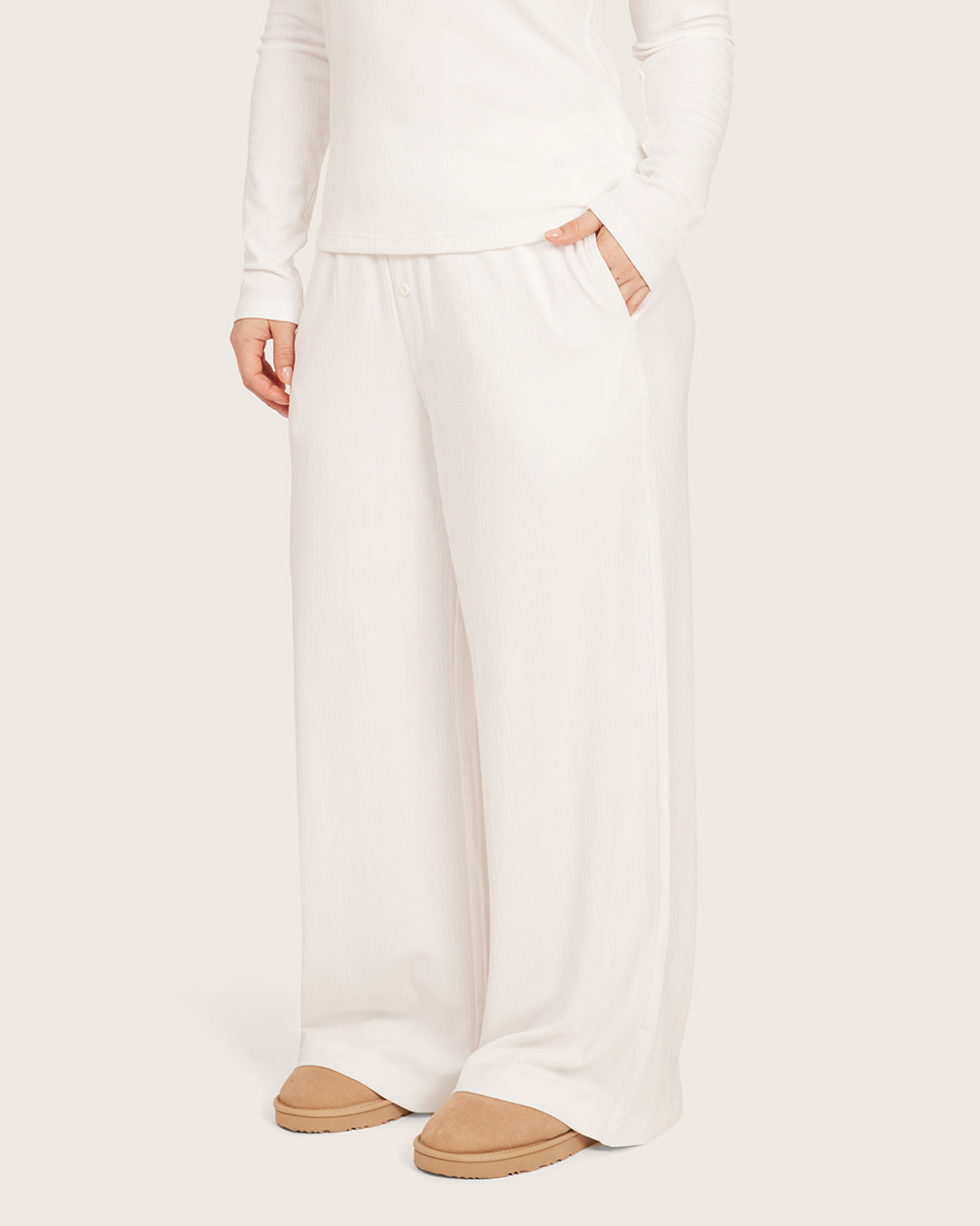 Pantalones de estar por casa - Blanco tiza