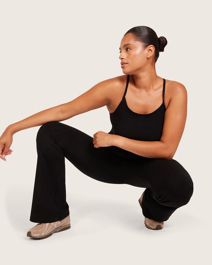 Pantalones acampanados de cintura alta - Regulares - Negros
