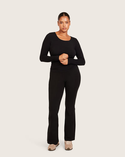 Pantalones acampanados de cintura alta - Regulares - Negros