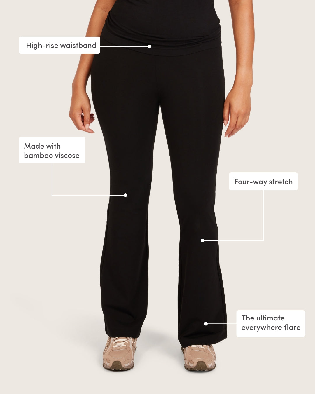 Pantalones acampanados de cintura alta - Regulares - Negros