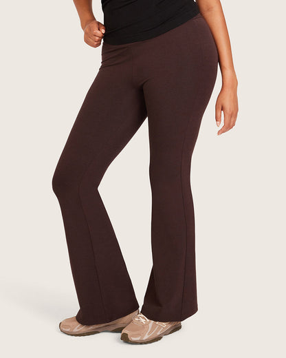Pantalones acampanados de cintura alta - Corte regular - Algarroba