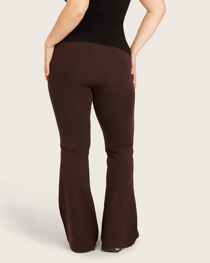 Pantalones acampanados de cintura alta - Cortos - Algarroba