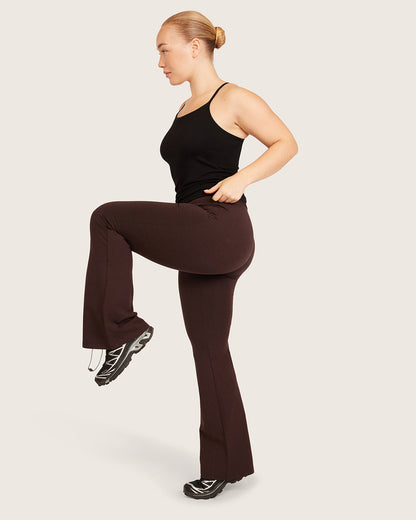 Pantalones acampanados de cintura alta - Cortos - Algarroba