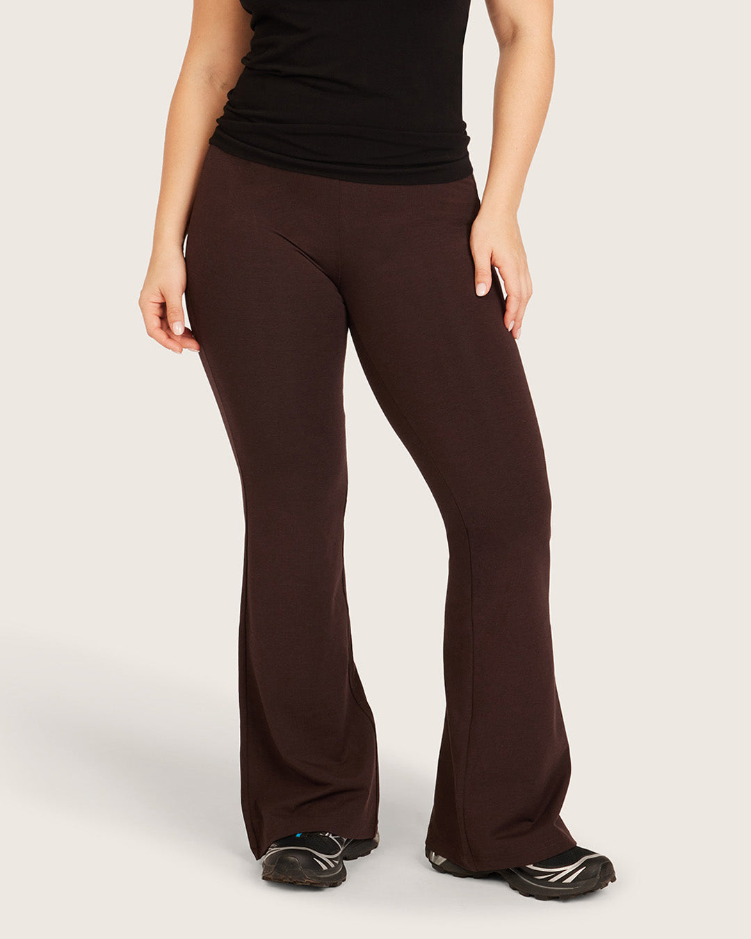 Pantalones acampanados de cintura alta - Cortos - Algarroba