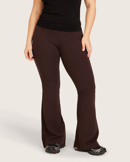 Pantalones acampanados de cintura alta - Cortos - Algarroba