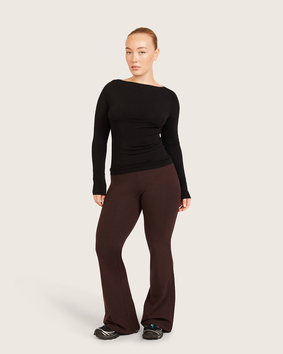 Pantalones acampanados de cintura alta - Cortos - Algarroba