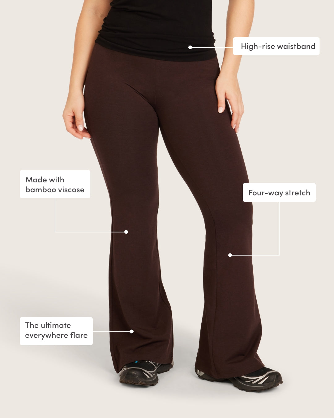 Pantalones acampanados de cintura alta - Cortos - Algarroba