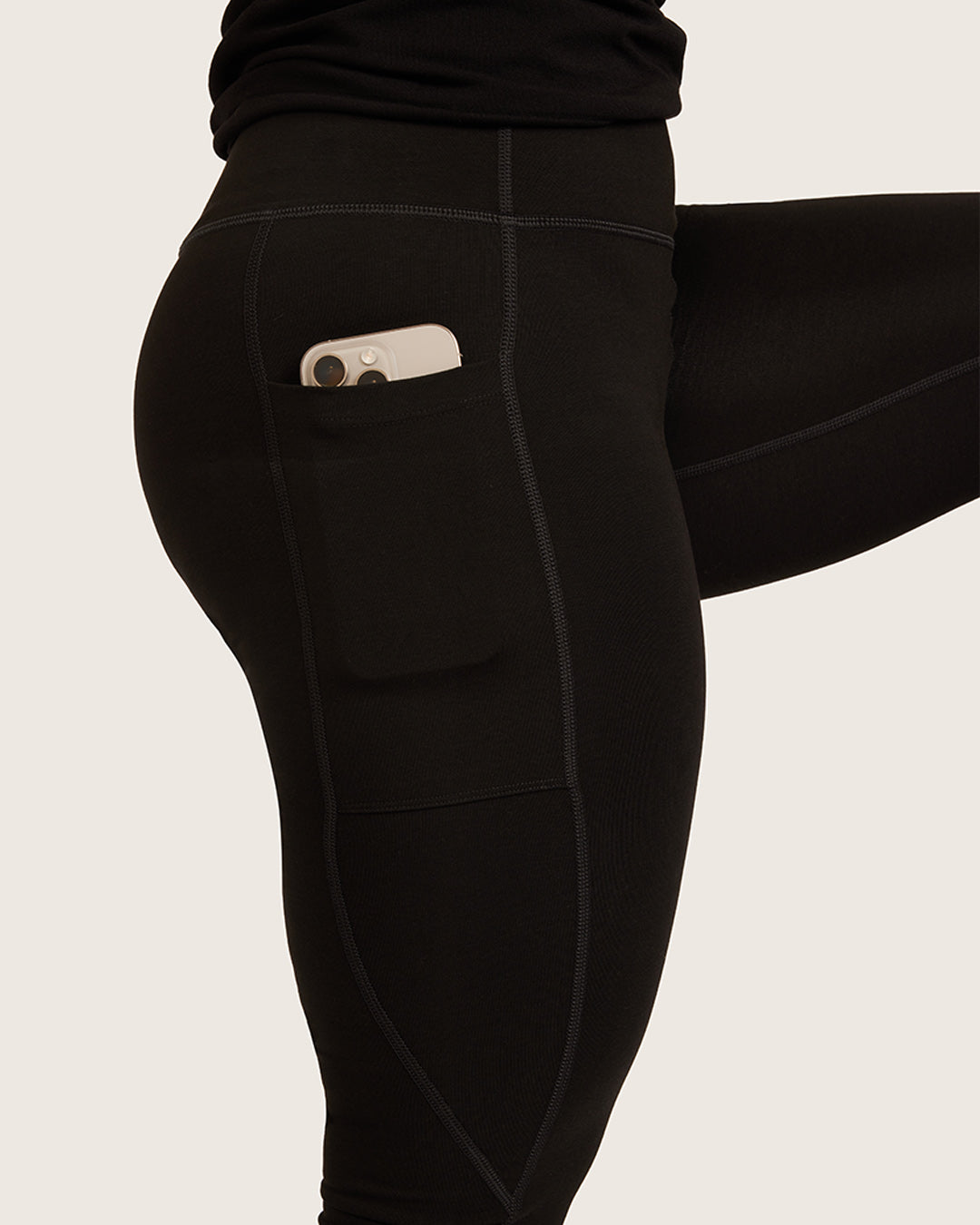 Leggings de cintura alta con bolsillo - Negro
