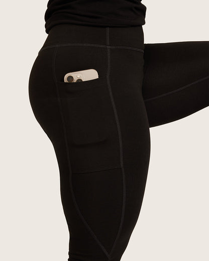 Leggings de cintura alta con bolsillo - Negro