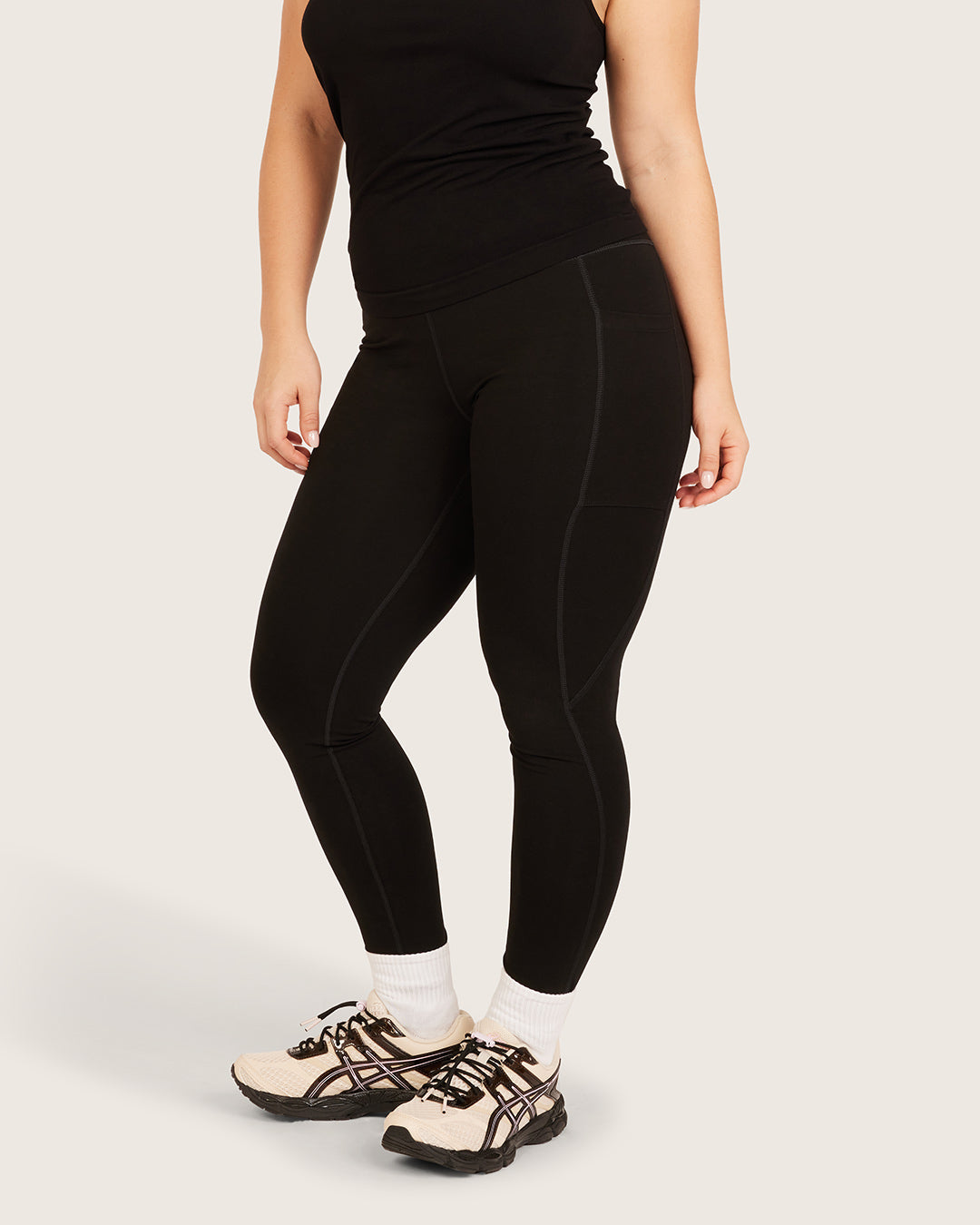 Leggings de cintura alta con bolsillo - Negro